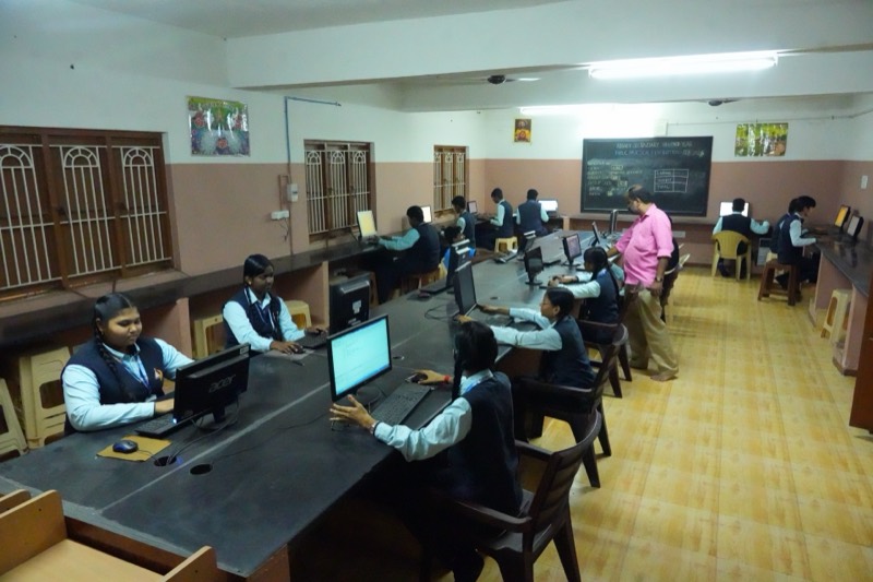 Students at work in the computer science laboratory, Annai Velankanni School, Coimbatore