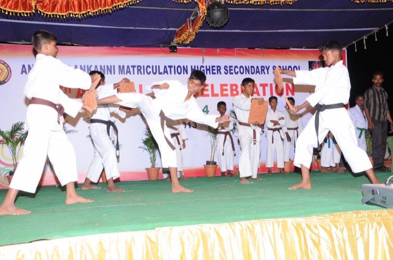 Karate class in progress, Annai Velankanni School, Coimbatore